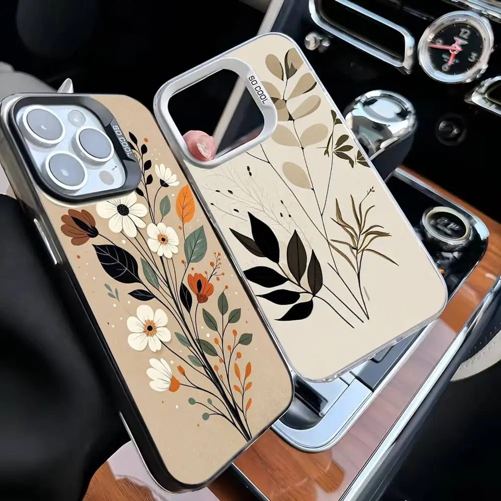 

Abstract plant illustration in black and white Phone Case For iPhone 16,15,14,13,12,11,Mini,Pro,MAX Black Matte Shockproof Cover