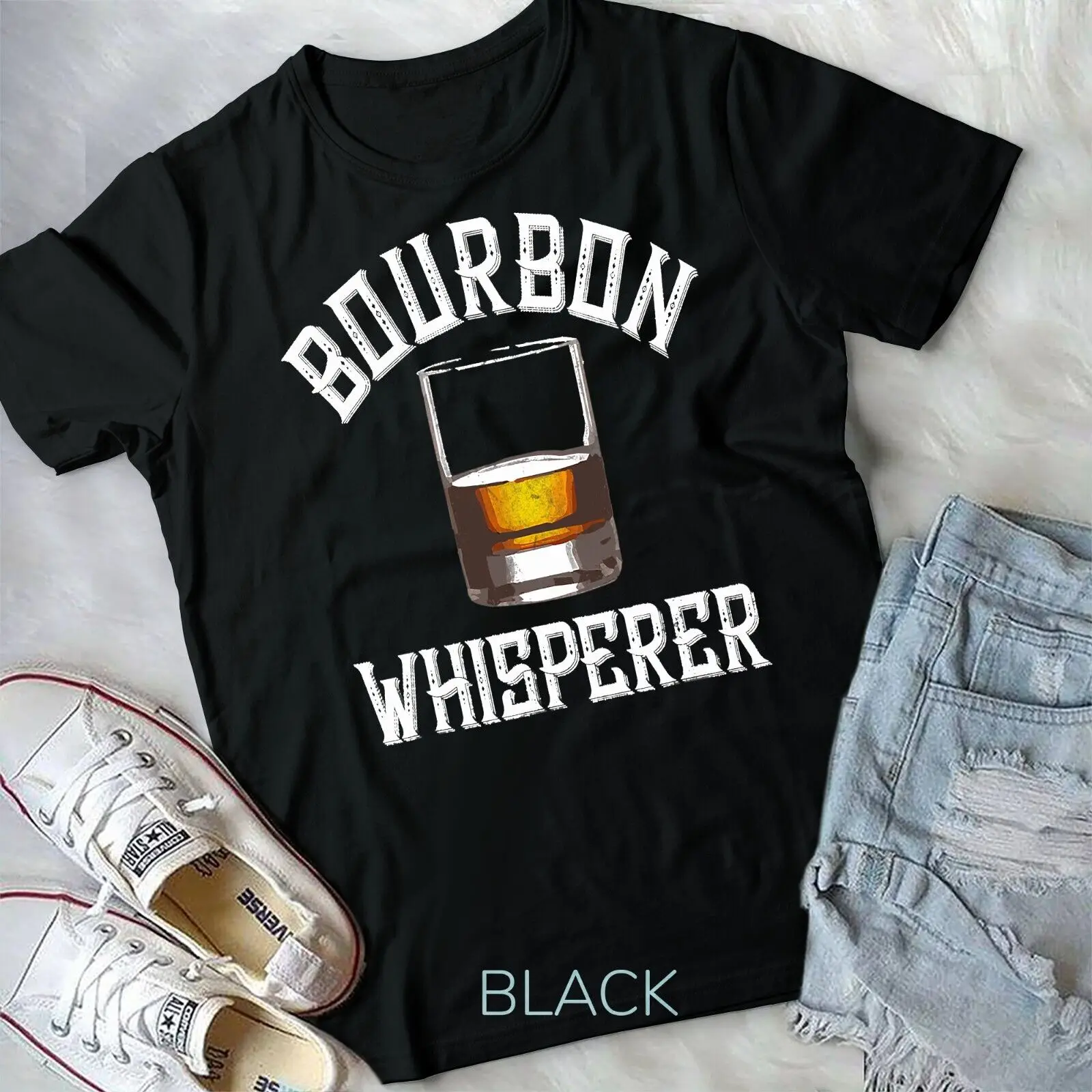 

Bourbon Whisperer Funny Whiskey Gift With Sayings Drinking Unisex T-shirt