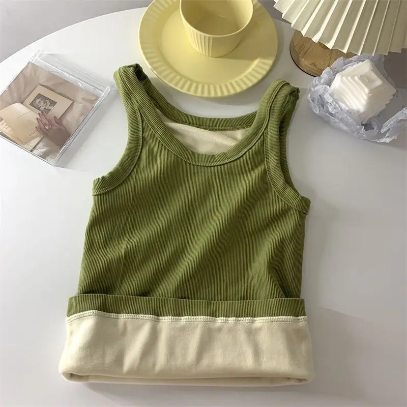 Women's Tank Top vest Thick Velvet Warmth Strap Autumn Winter Tailored Versatile Anti Cold Inner Wear Bottom Warm Top Women vest