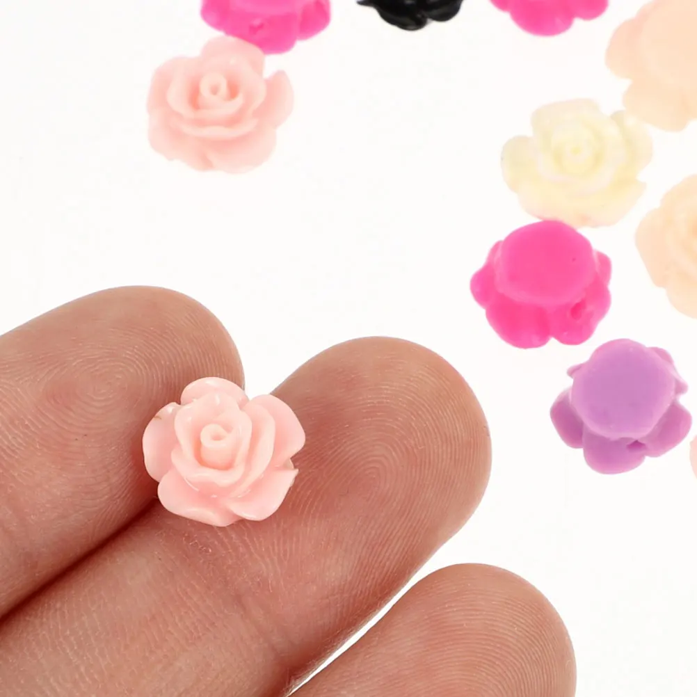 

100pcs Resin Rose Accessories 13mm Mixed Color DIY Earring Necklace Bracelet Making Flower Charms Jewelry Beads Pendant