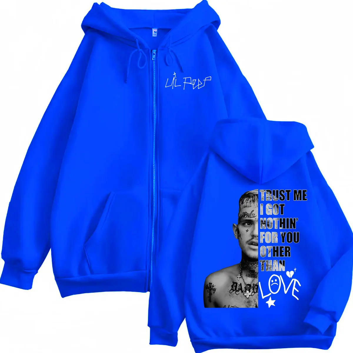 Rapper Lil Peep Grafik-Reißverschluss-Hoodies, modische Hip-Hop-Vintage-Jacke mit Reißverschluss, Pullover für Männer und Frauen, lässige, lockere Fleece-Sweatshirts – Detail 5