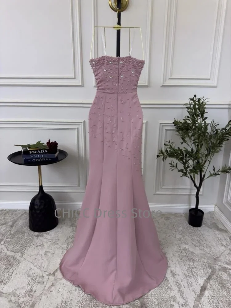 럭셔리 이브닝 드레스 스트랩리스 슬리브리스 프롬 드레스 비딩 머메이드 생일 파티 드레스 맞춤 제작