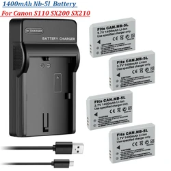 Upgrade 1400mAh Nb-5l NB 5L NB5L Camera Battery for Canon S110 SX200 SX210 SX220 SX230 IS HS IXUS 850 870 800 860 990