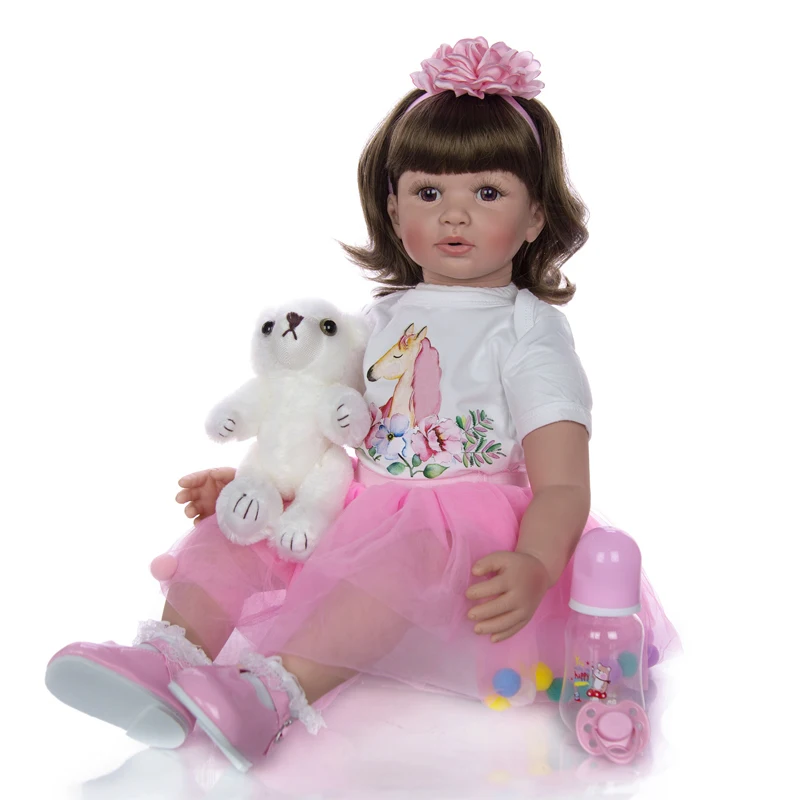 60 cm herboren babypop zacht lichaam schattige pasgeboren baby meisjes handgemaakte kunstpoppen Mu Ettas Bebes Reborn beste cadeau speelgoed voor kinderen