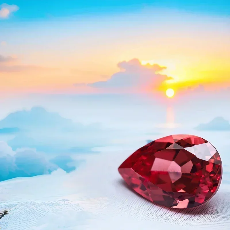 

L-Lab Grown Sapphire Sunset Red Color Pear Cut VVS1 Charm Diy Advanced Jewelry Making Materials Selectable With AGL Cert