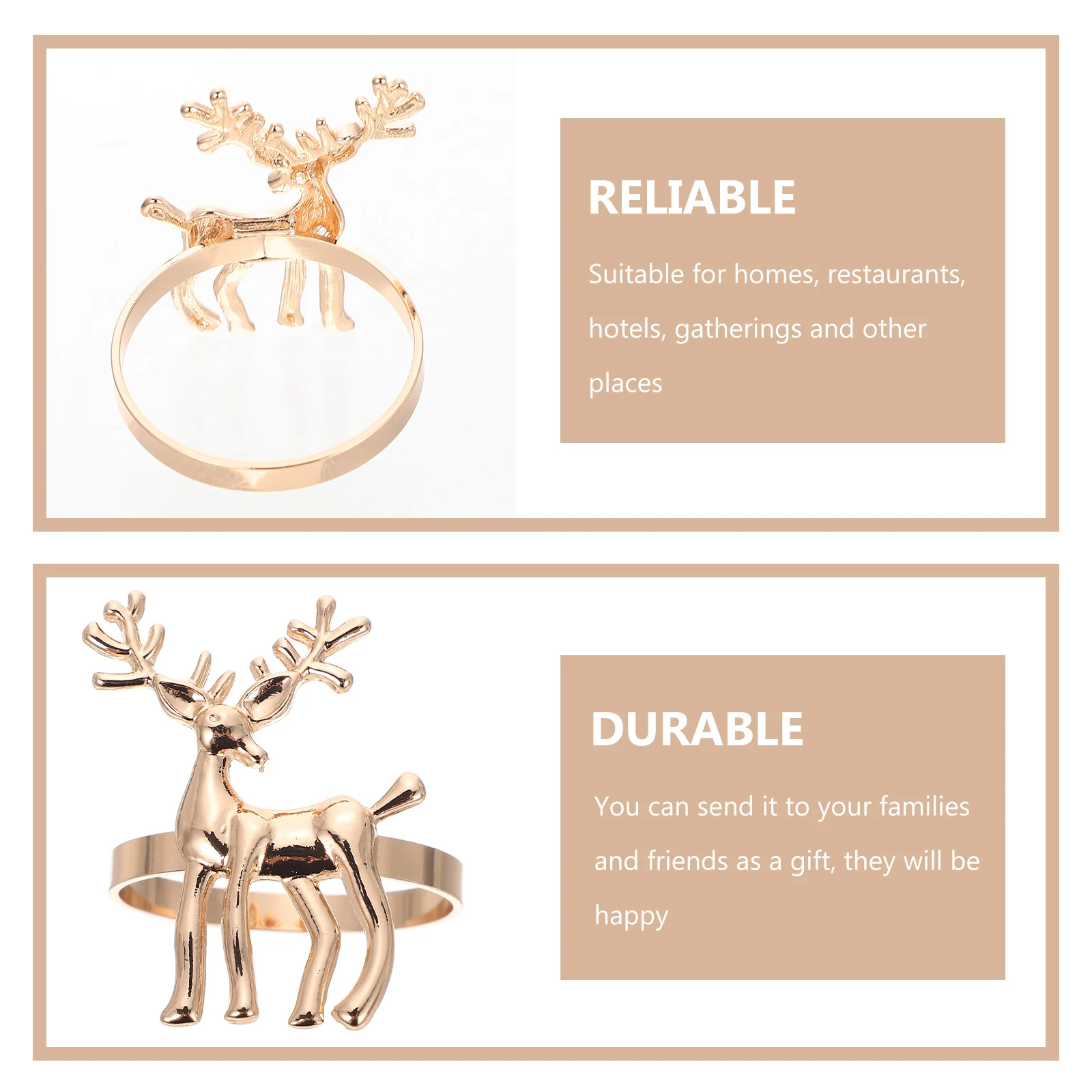 

6Pcs Deer Napkin Ring Holders Elegant Metal Napkin Rings for Holiday Gathering Wedding Dining Table Decoration Elk Theme