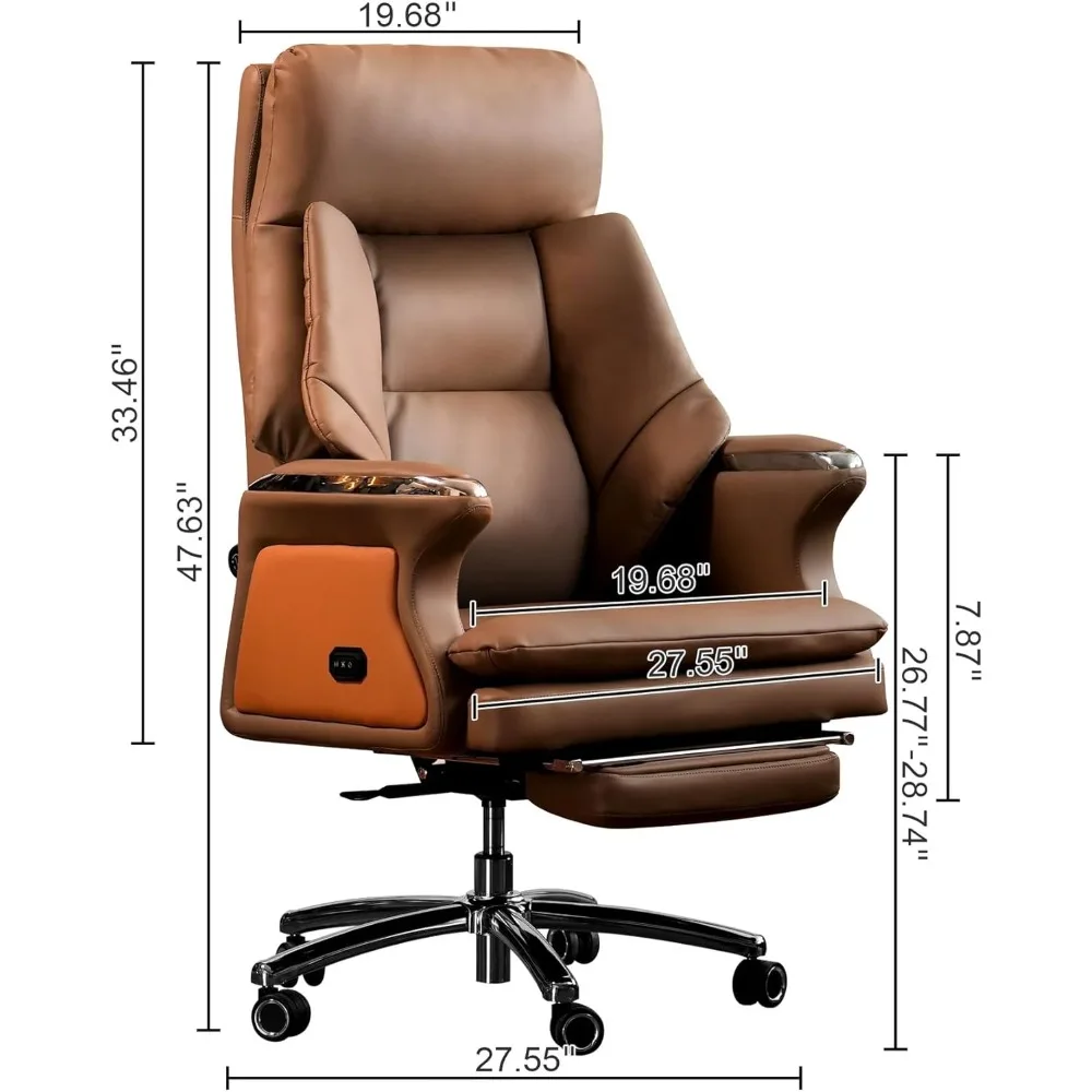 Heated Massage Office Chair with Ventilation, Ergonomic Reclining Leather Executive Chair with Adjustable Tilt & Lumbar