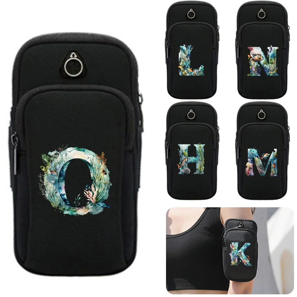 

Unisex Leisure Mobile Phone Arm Bag Outdoor Sports Fish Letter Pattern Series Suitable for IPhone 12 13 14 Pro Samsung Huawei