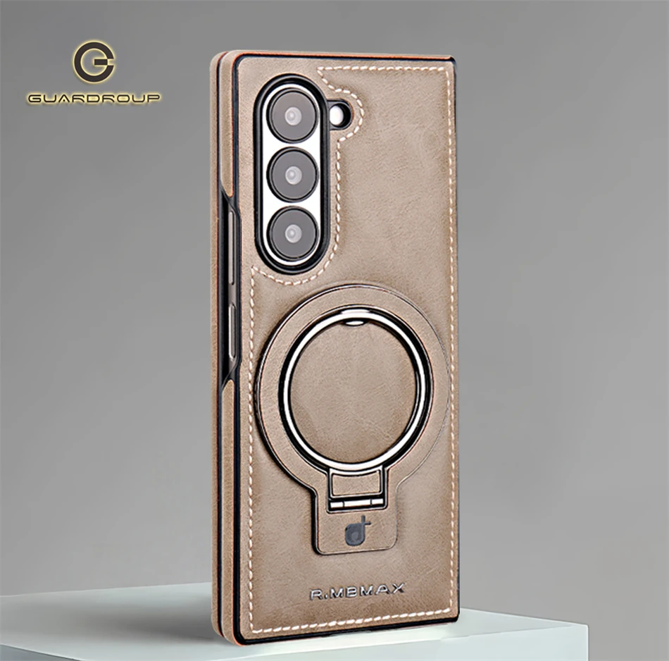 

Магнитный кольцевой держатель из искусственной кожи для чехла Magsafe для Samsung Galaxy Z Fold 6, 5, 4, 3, 5G, складная алюминиевая подставка, противоударная задняя крышка