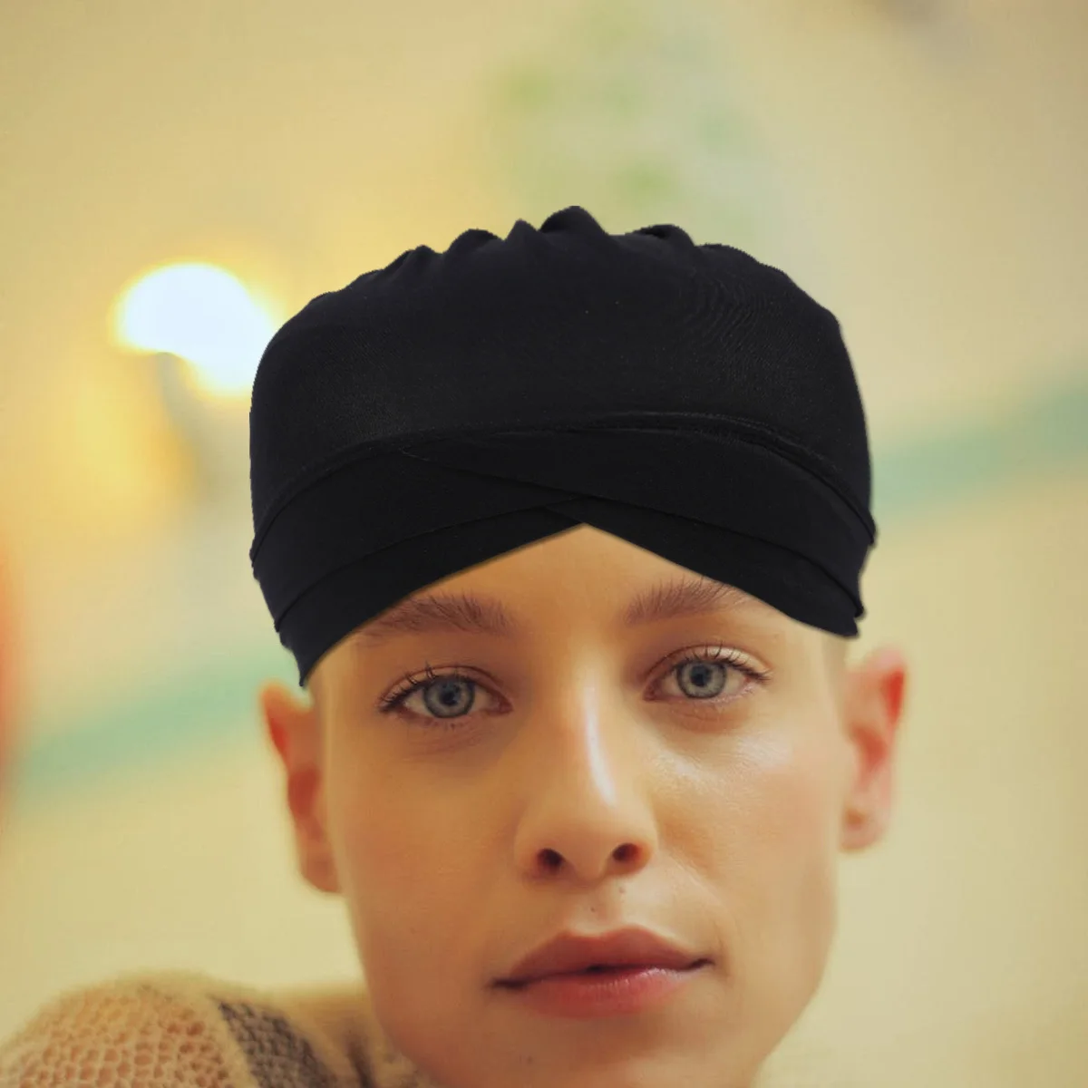 

Black Indian Hat Linen Turban Forehead Cross Style Fashionable Breathable Headwear for Women Girls Comfortable Skin Friendly