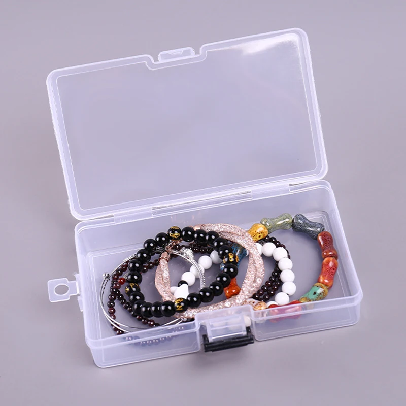 Boîte de Rangement en Plastique Transparent pour Bijoux, Conteneur Rectangulaire pour Perles et Boucles d'Oreilles