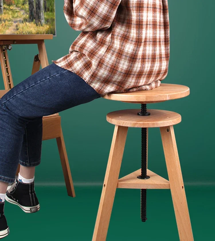 Adjustable stools with adjustable height, solid wood painting stools, professional art painting stools