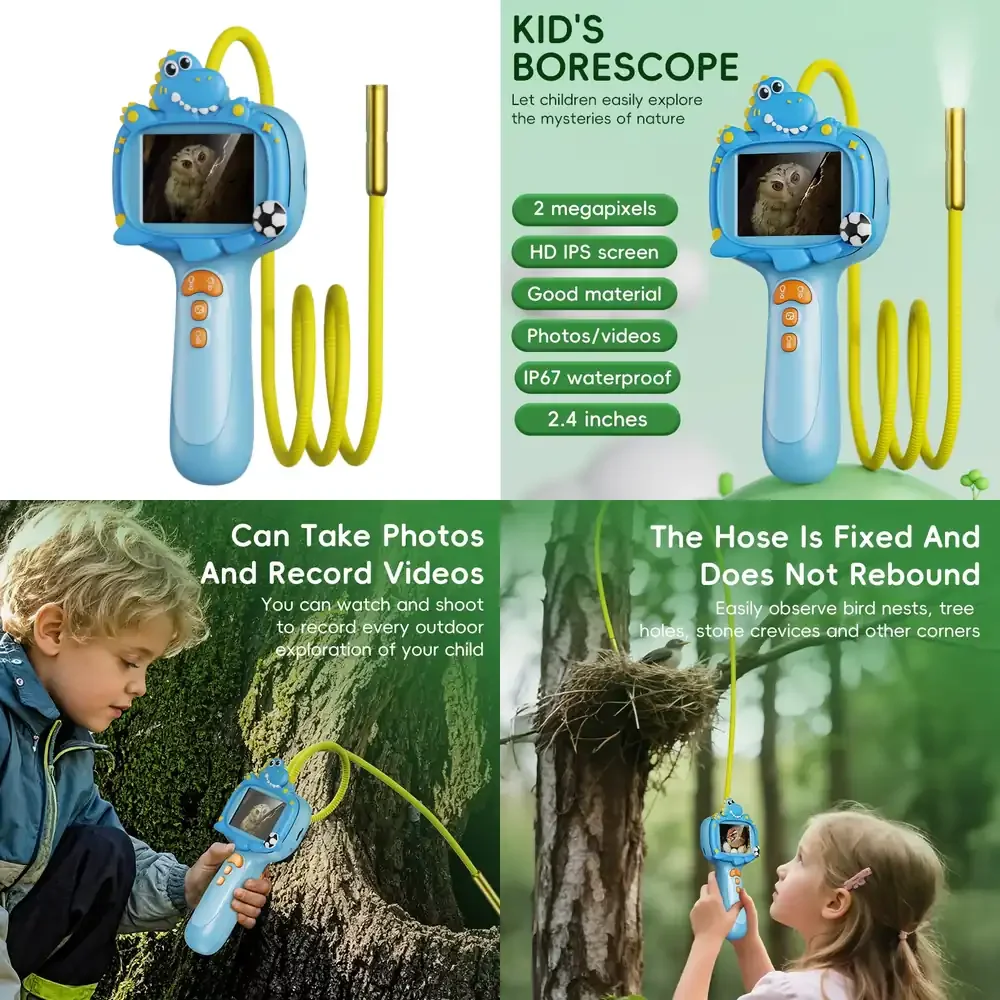 

OEM ODM Cute Dinosaur Toy Photo Video 2MP Kids Pipe Inspection Camera Childrens Borescope