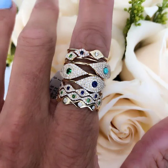 Red Green Blue Cz Turkish Evil Eye Engagement Wedding Band Rings For Lady Women Party Gifts Finger Jewelry Classic Stacking Ring