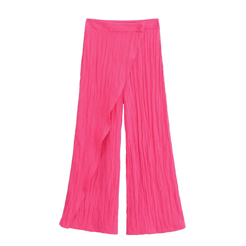 Estate 2024 delle donne irt effetto pieghettato sciarpa avvolgente pantaloni a vita alta Faion Set vita alta drappeggiato Neline lungo Sve irt