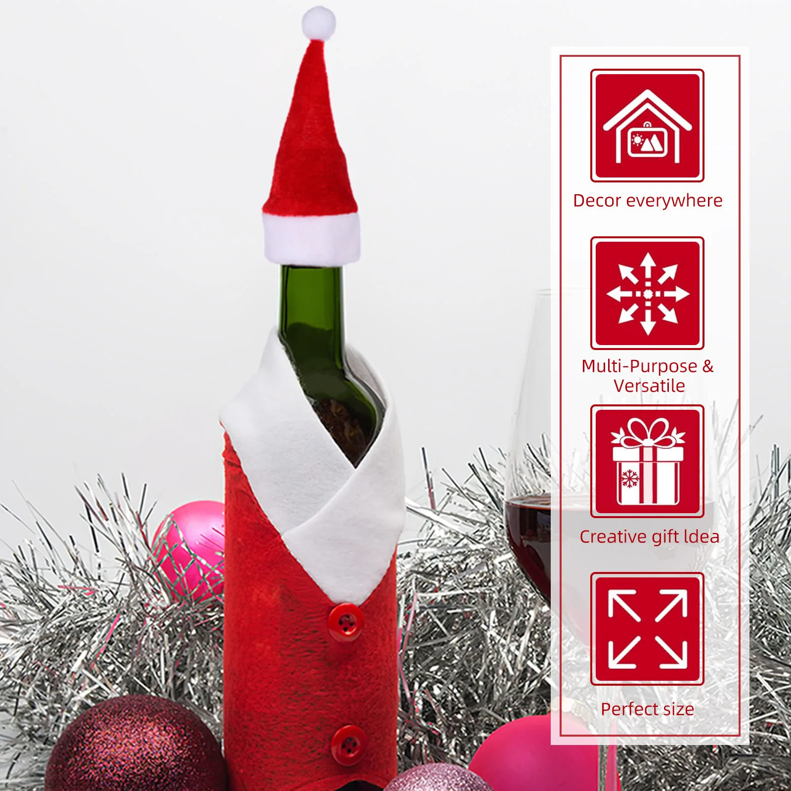 

12Pcs Mini Christmas Hats Lollipop Santa Cap Adorn Decorative Xmas Party Supplies Favors Christmas Mini Hat for Lollipop