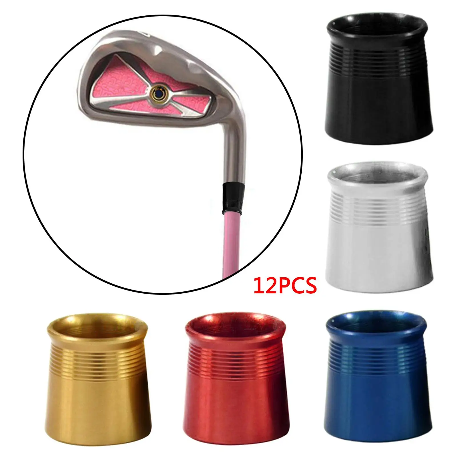 12pcs Aluminum Alloy Golf Ferrules Size .370 for Taper Tip Iron Wedge