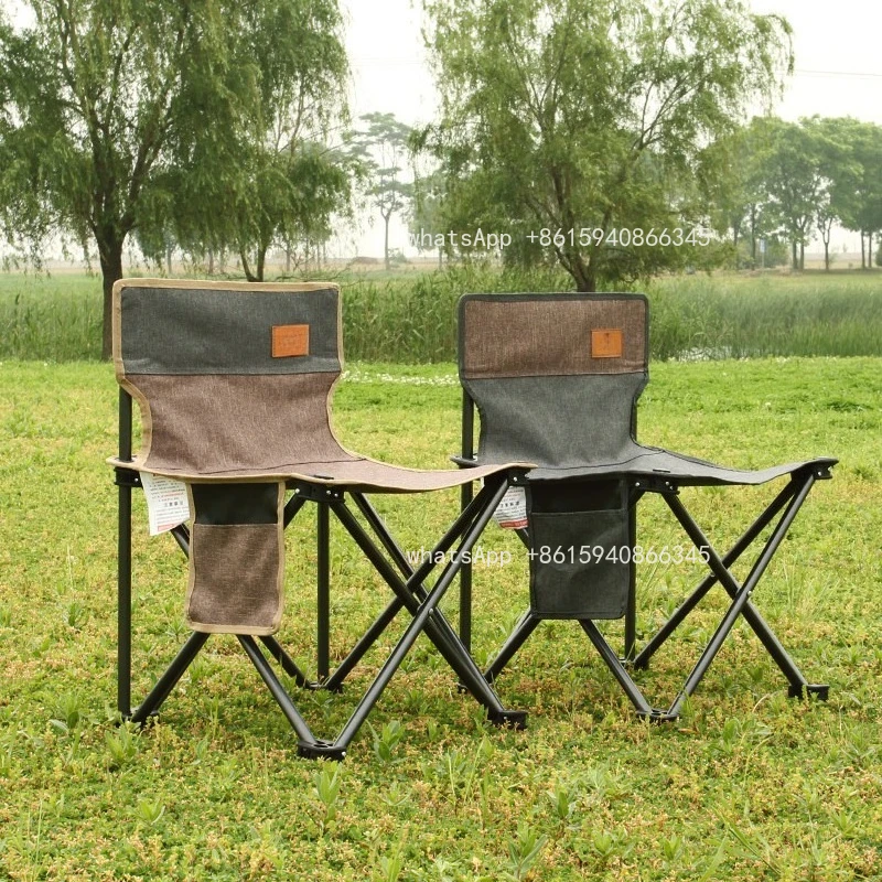 Folding chair Portable  Art chair Back Three-layer padded folding stool Casual black fishing chair