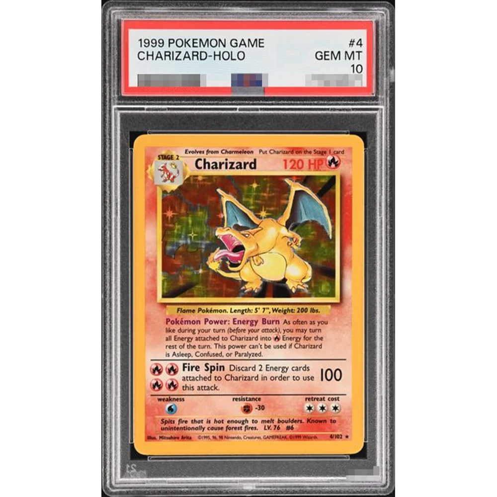 بطاقة لعبة تجميع مصنفة من مجموعة Ptcg Diy Proxy طراز 1999-2000، تشارميلاون تشاريزارد، المجموعة الأساسية، 24/46 جيم، ملصق هولوغرافي MT 10