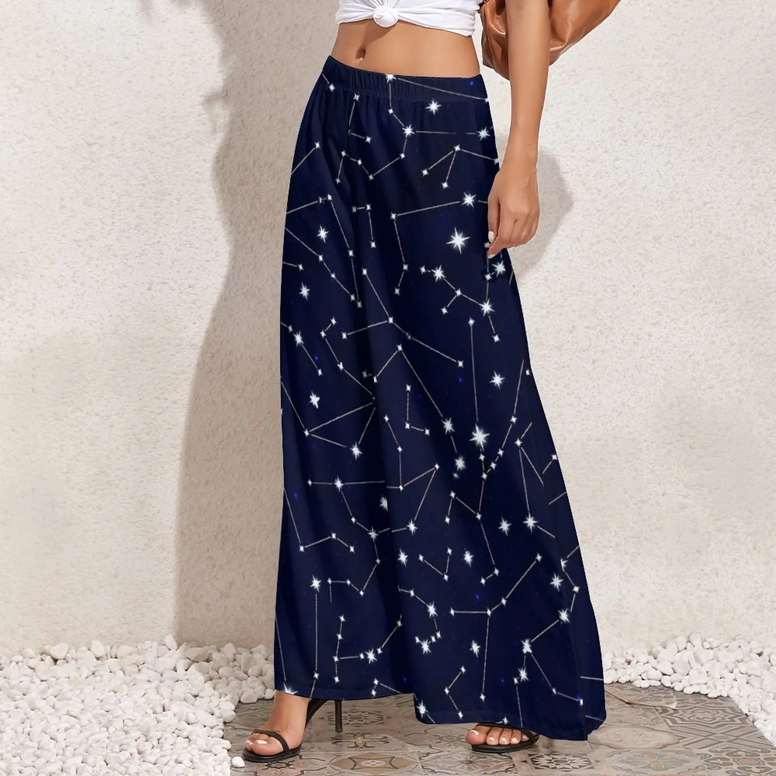 Astrology Pants High Waist Starry-Eyed Surprise Modern Trousers Streetwear Design Wide Leg Pants