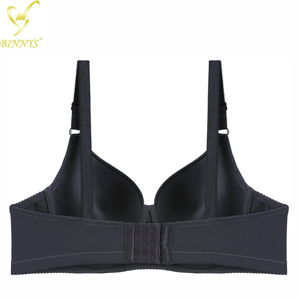 Copa D copa completa sujetador de mujer ropa interior LICRA Nylon rayas alta calidad tallas grandes cómodo BINNYS con aros