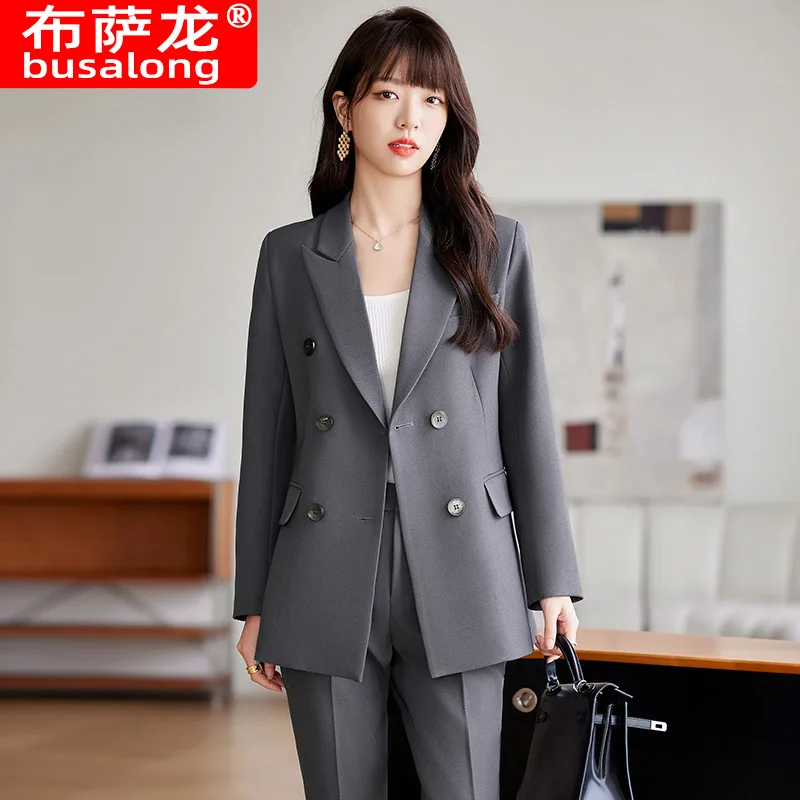 Double Breasted Blazer Women Spring and Autumn Leisure Business Clothing Work Clothes Niche Design Premium Suit Suit