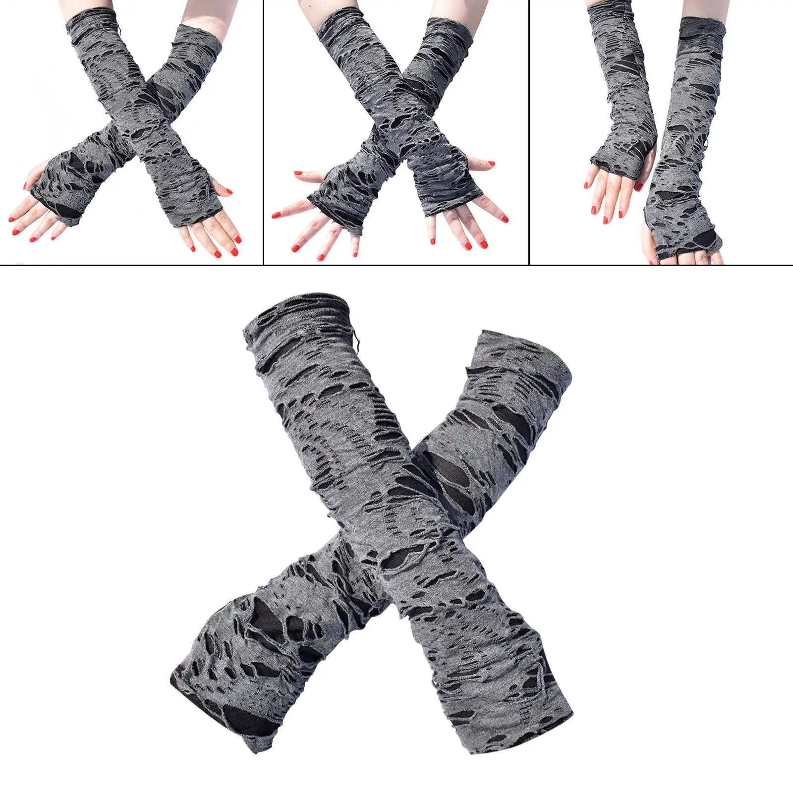 

Broken Slit Gloves Stretchy Ripped Gloves Punk Gloves Halloween Gloves for