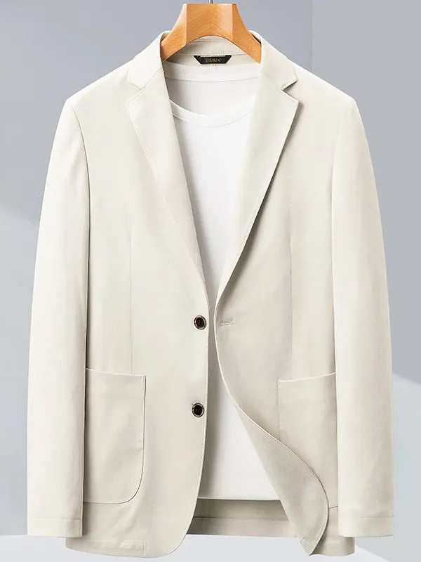 

Men's Casual Thin Suit Long Sve Comfortable Anti-Wrinkle Spring Busin Casual Mid-Age Khaki Polyester Fiber Stand Fit