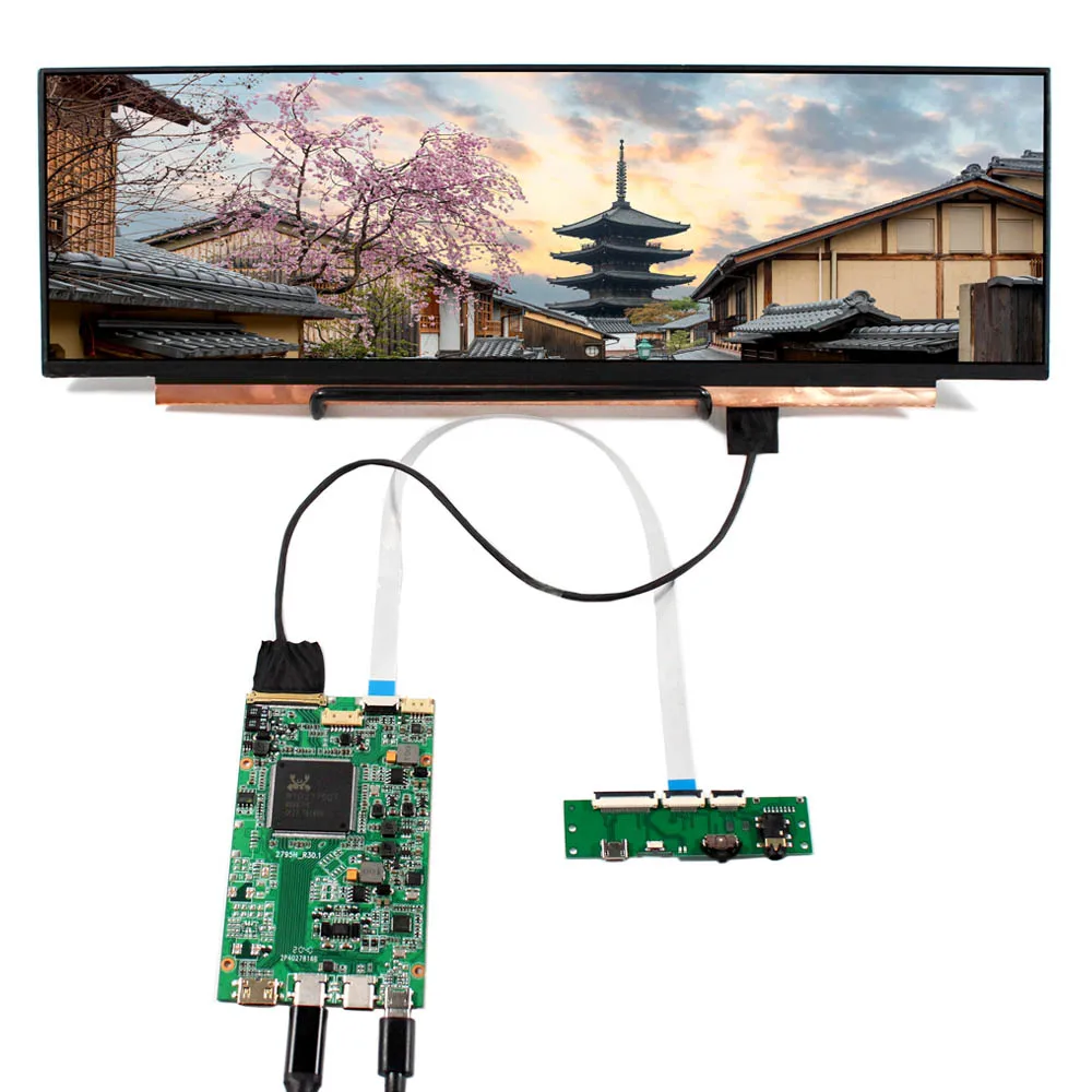 

VSDISPLAY NV140XTM-N52 3840X1100 14 " IPS Stretched Bar LCD + Type C HD-MI Board for Secondary Screen Aida64 ,Flight simulator