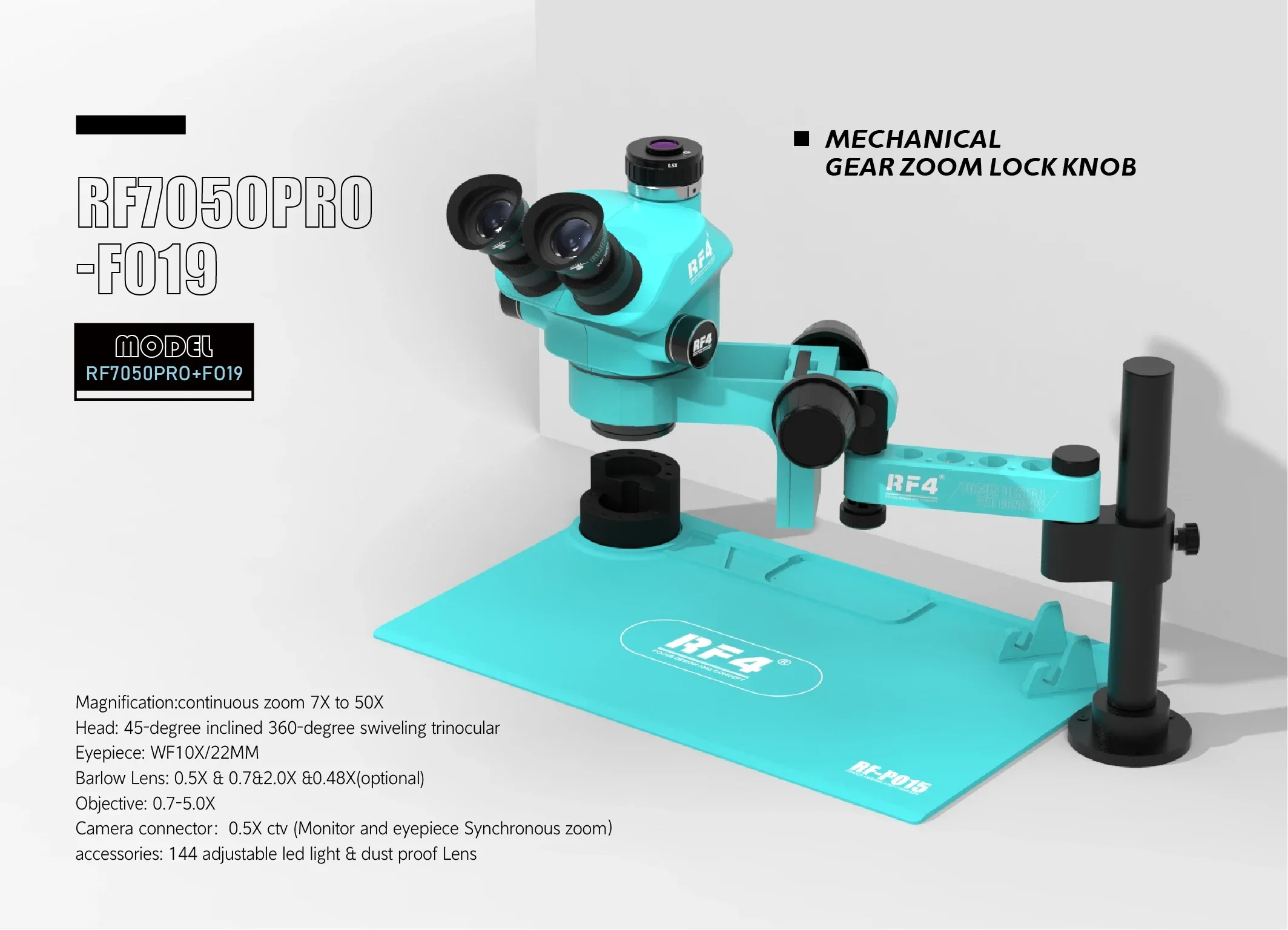 2025/RF4 المجهر RF-7050pro- FO19 360 درجة للتدوير إصلاح المحمول الرقمية ثلاثي العينيات مجهر إلكتروني للهاتف الخليوي #6