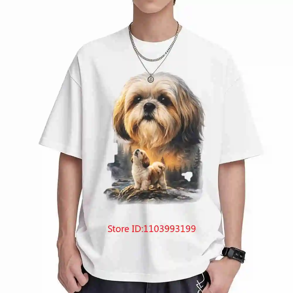 Shih Tzu Howling Moon Short Sleeve Tee 100% Cotton T-Shirt