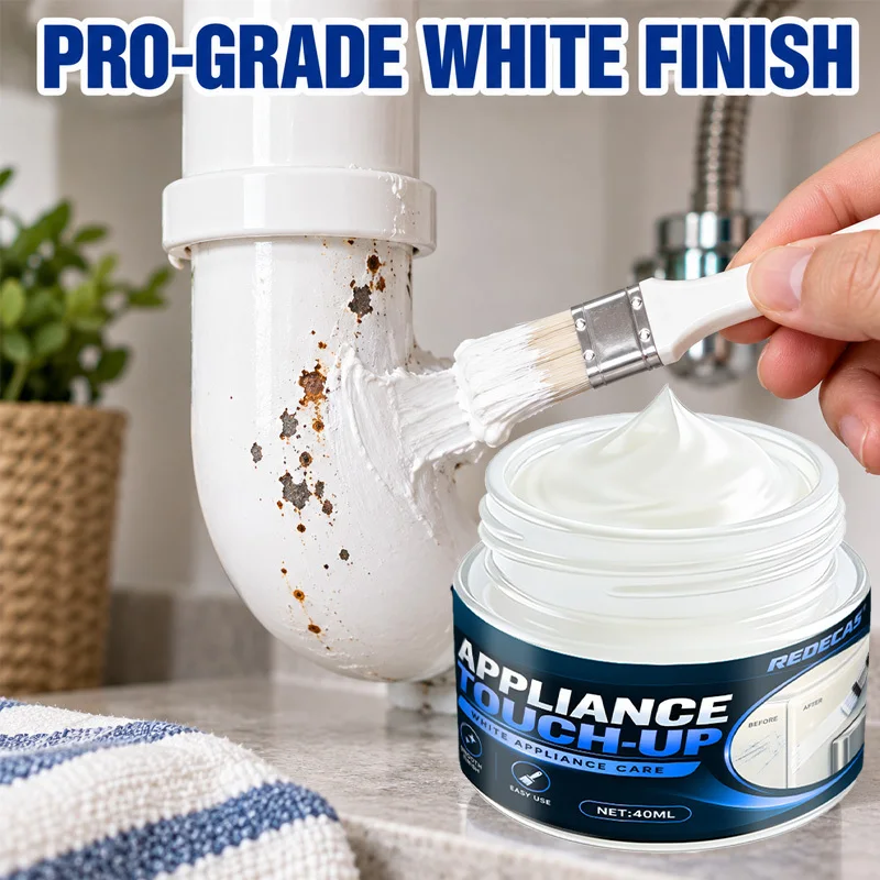 White Touch-Up Repair Cream, High Coverage Seamless, Fix Scratches Peeling Holes, for Radiator Appliance Metal Wall DIY