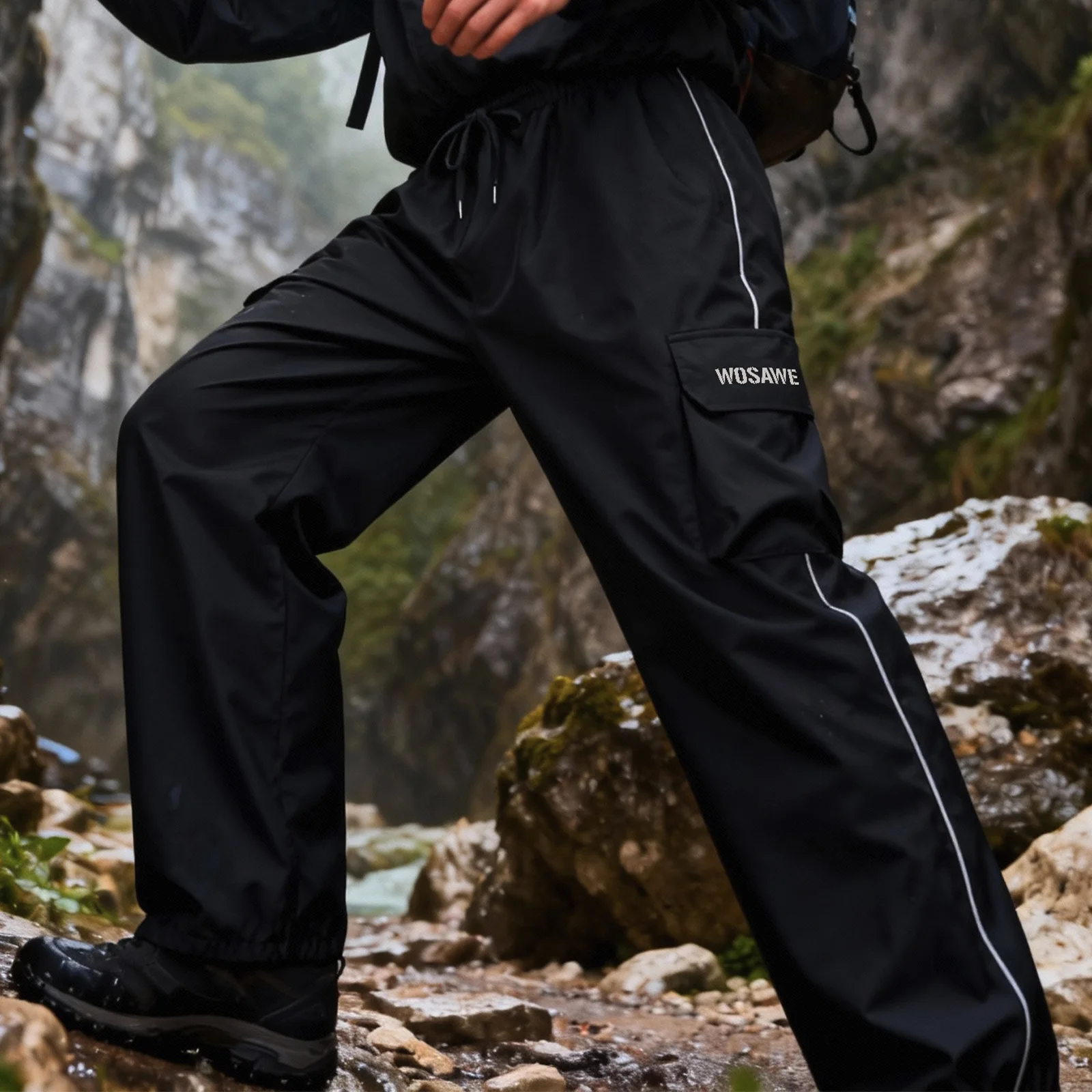 WOSAWE Motorcycle Motorbike Rainproof Single Pants Waterproof Unisex Riding Fishing Adult Outdoor Breathable Wear Rain Pants