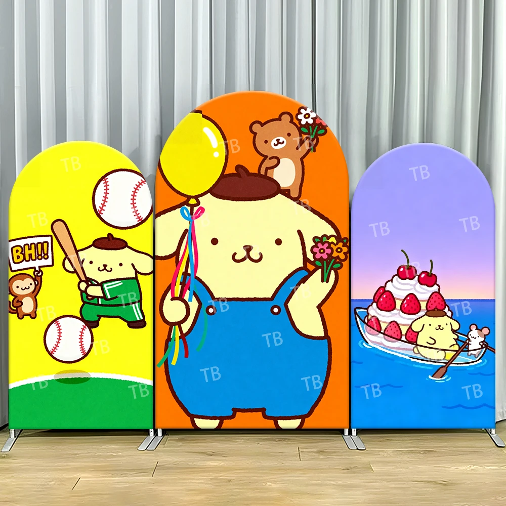 

PomPomPurin Arch Backdrop Cover Baseball Balloon Strawberry Dessert Cute Photo Booth Props for Kids Parties & Home Decoration