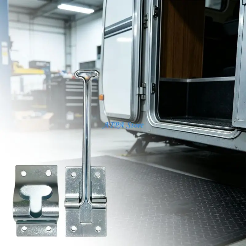 U13C RVs Motorhome Door Holdback Hook Assembly, Metal T-Style Door Holder Hardware with Four Mounting Holes