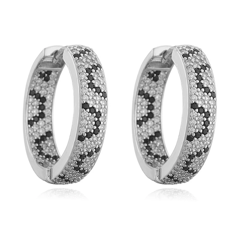 HECHENG, Modische Creolen mit Leopardenmuster und Zirkonia, kleine/große Creolen für Damen, Geburtstagsgeschenk, 1 Paar