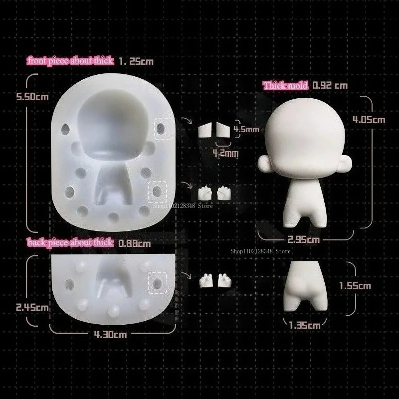 Q Version Body Model Silicone Mold DIY Handmade Ultra-light Clay Figure Cartoon Doll Works Making Decorative Shapes Clay Molds