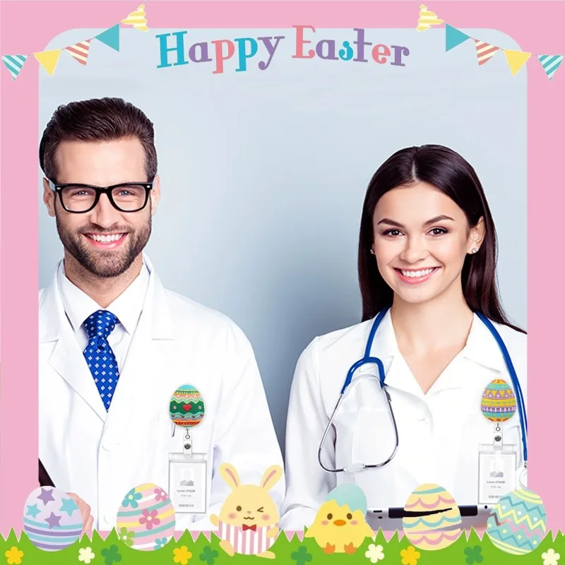 

Держатель для бейджа «Пасхальное яйцо» с выдвижным кабелем и зажимом-крокодилом, подарок для медсестер и медицинского персонала, аксессуар для офисной работы