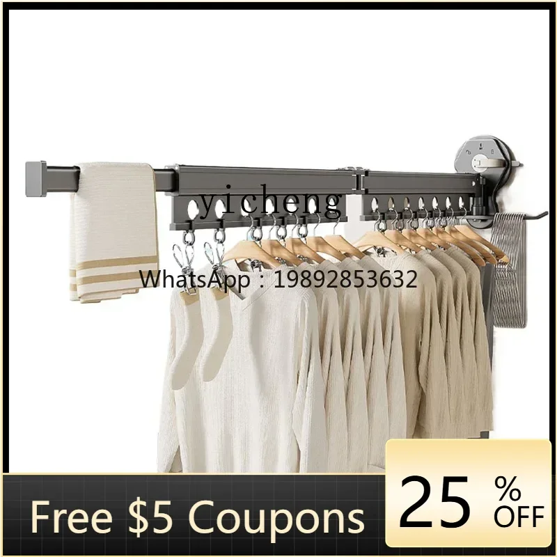 

B1 strong suction cup folding non-punching telescopic clothes drying rod wall-mounted clothes drying quilt artifact