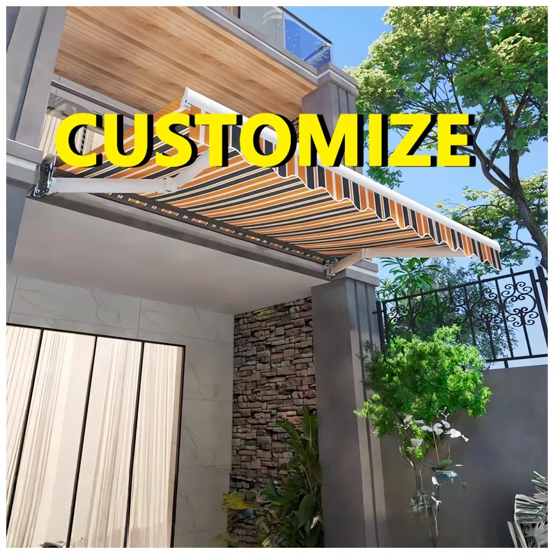 Any Size Custom Outdoor Retractable Awning High Density Polyester Material Anti Aging Sunproof Balcony Garden Patio General Shad
