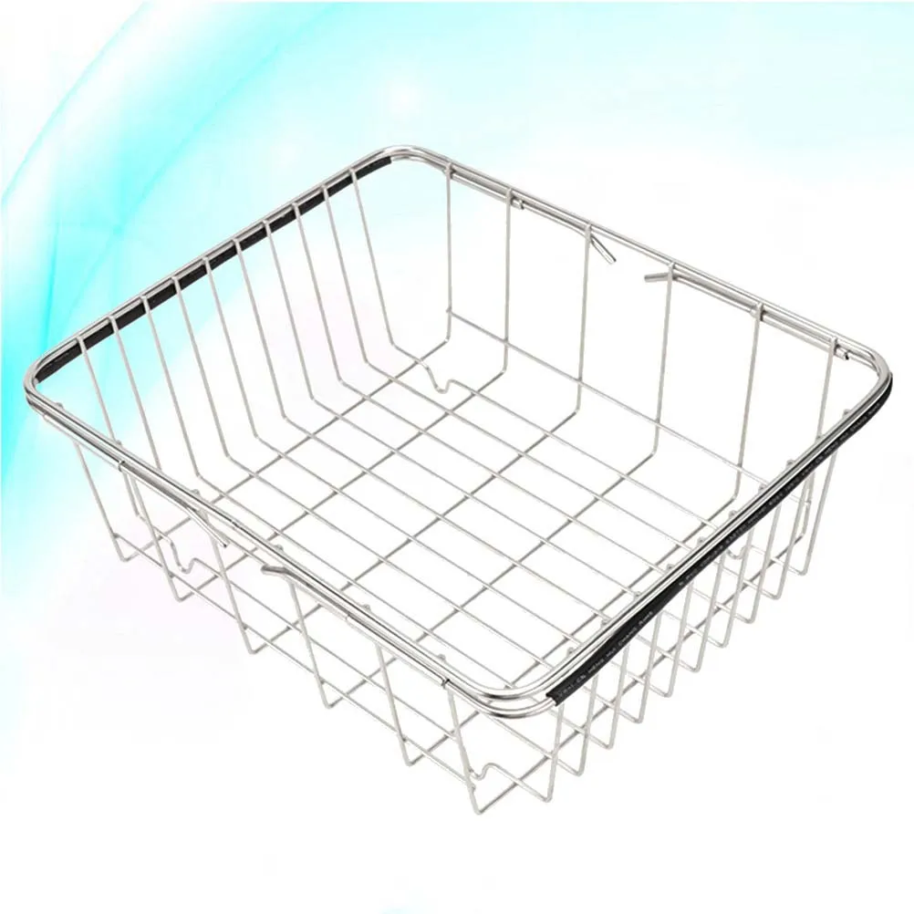 

Kitchen Sink Dish Rack Expandable 330-420Mm Stainless Steel Drain Basket Non-Slip Dish Drying Rack Over Sink Drainer Flat Net
