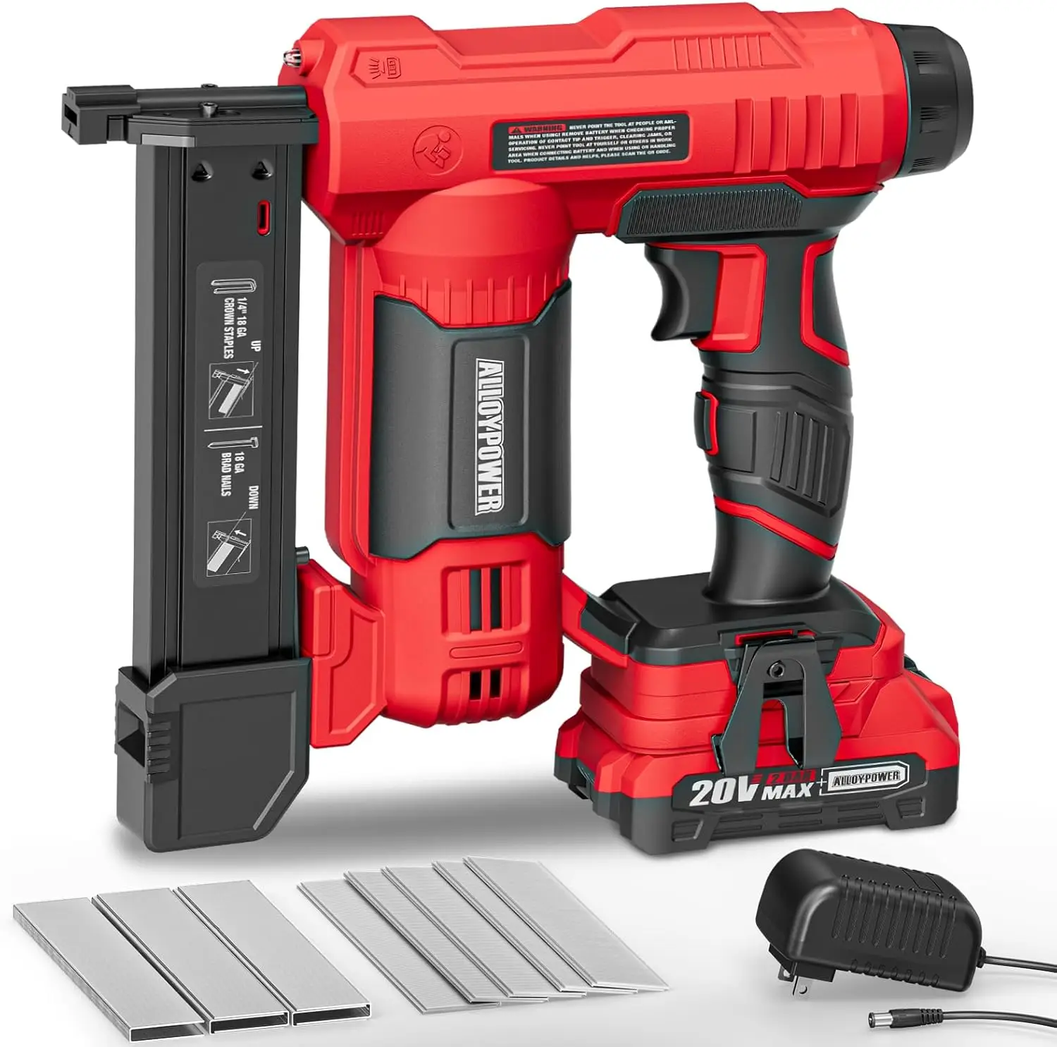 

2 in 1 Cordless Brad Nailer & Electric Stapler with 2.0Ah Battery, 1500 Fasteners Included for Home Improvement & Woodworking