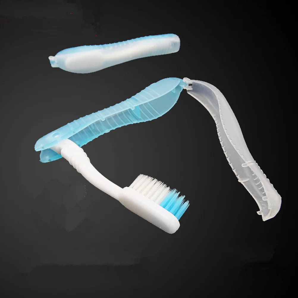 Cepillo de dientes de viaje plegable de cerdas, cepillo Dental portátil para senderismo y Camping, azul