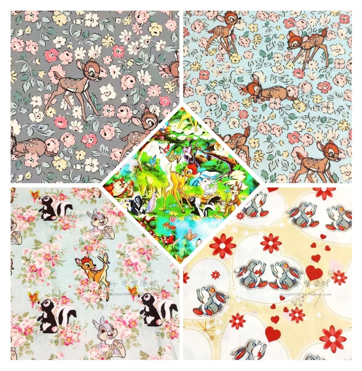 100% Cotton Disney Bambi Fabric Material For Clothes Dress Cotton Patchwork Fabrics Sew Needlework DIY Quilting Handmade