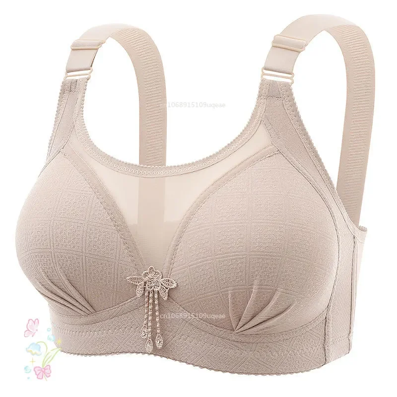 Mothers Large Size Full Cup Bust Model Bra Women Back Three Rows of Buttons Underwear Women Non-steel Ring Brassiere Women Bras