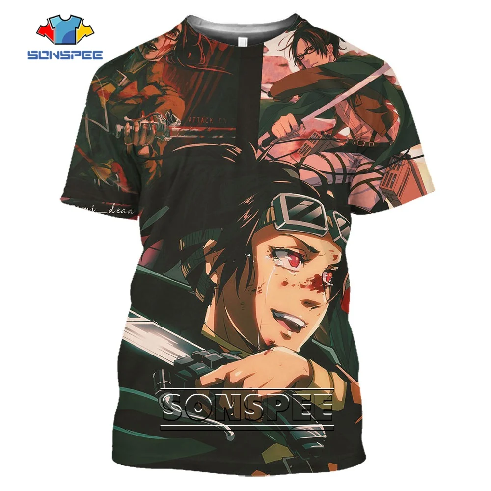 SONSPEE Hot Anime Attack On Titan 3D Printed Clothing Hange Harajuku Streetwear Fashion Short Sleeve Oversize Kids T-shirt Tops