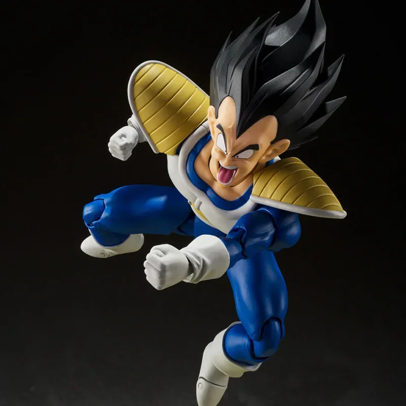 W magazynie Bandai Original SHF Dragon Ball Z VEGETA 24000POWER LEVEL Anime Figurka akcji Myśliwiec Gotowy model Zabawki Prezenty świąteczne