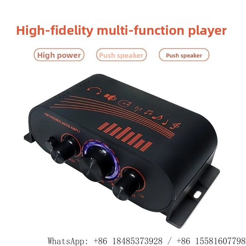 Mini Hi-Fi Stereo Audio Amplifier DC12V Small Power Amp, Portable Sound Amplifier for Car Computer Speaker Audio Playback
