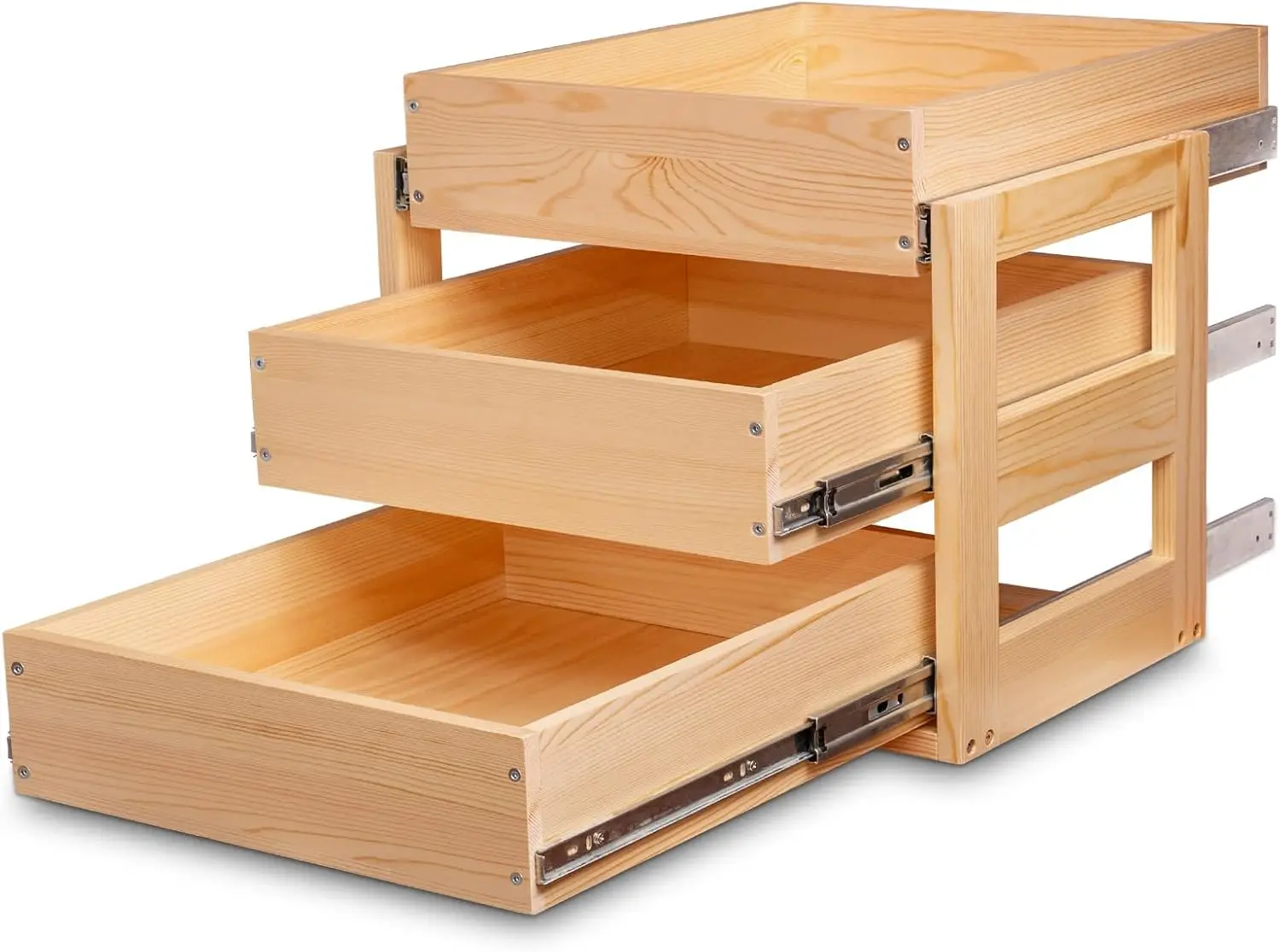 

Pull Out Drawers For Cabinets, 23''W×21''D×19''H Soft Close Slide Out Wood Shelves Storage Organizer For Kitchen, 3-Tier,