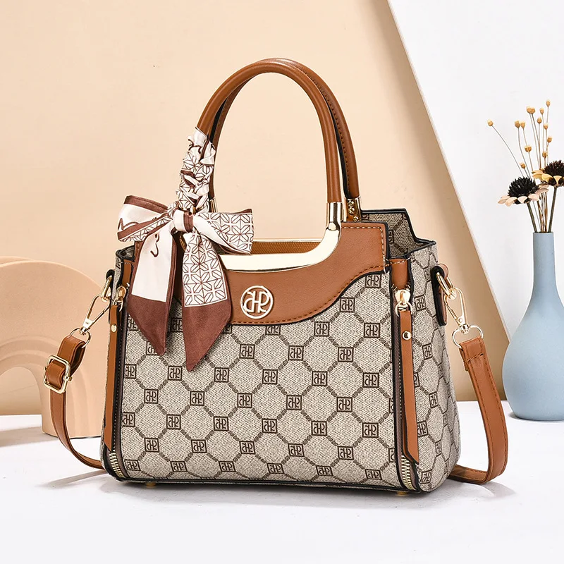 

Women's Bucket Handbag Commuter Shoulder Crossbody Bag Summer New Style Fashion Polyester Lining Print Leather Ladies Bag